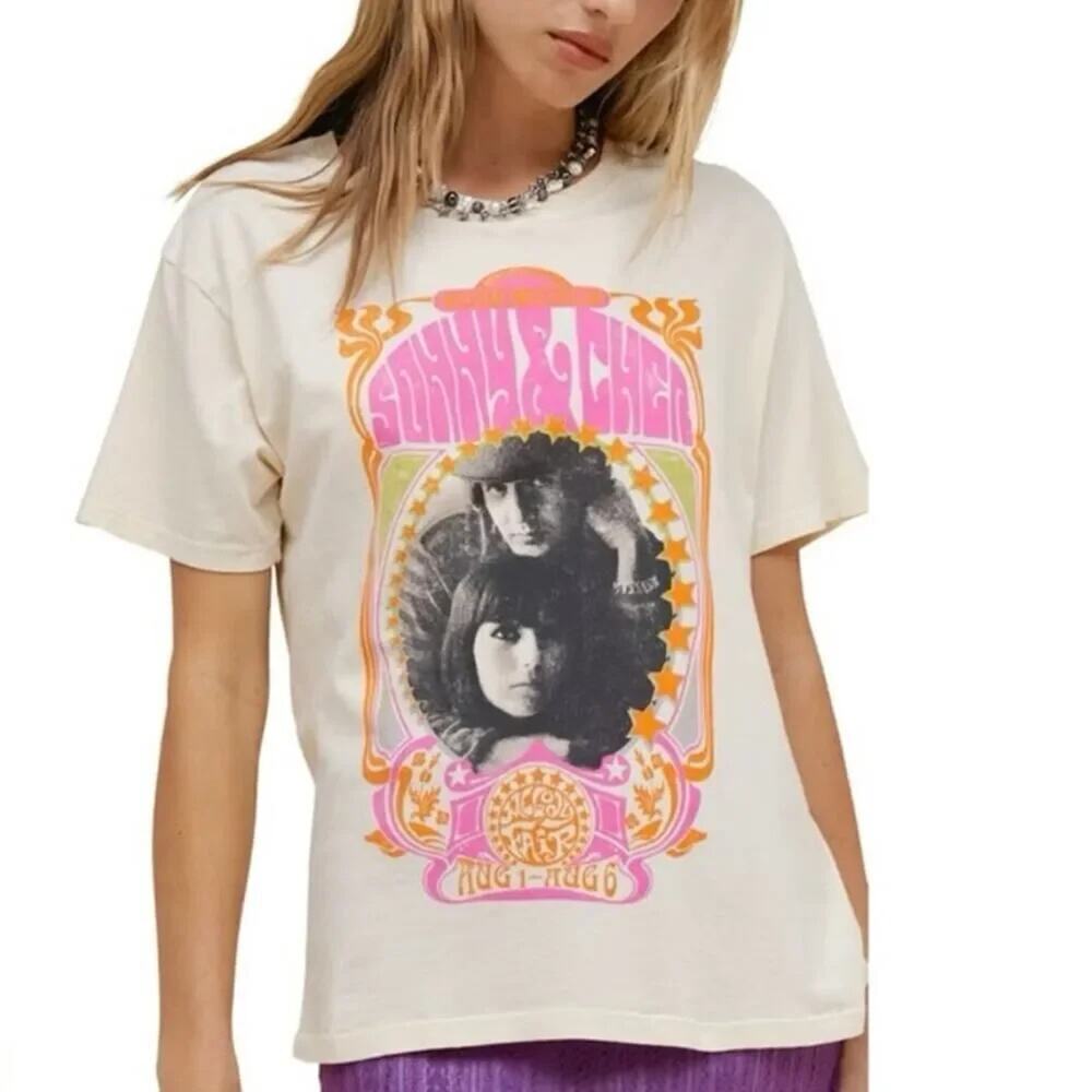 DAYDREAMER Sonny & Cher Melody Fair Boyfriend Tee, Size M, New w/o Tag MSRP $88